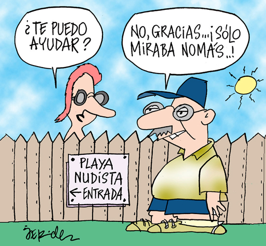 Humor Jericles Alpa Corral playa nudista